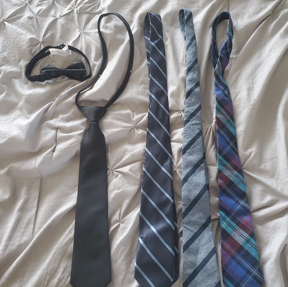 4 ties and one bow tie size 10-14 and 8-14